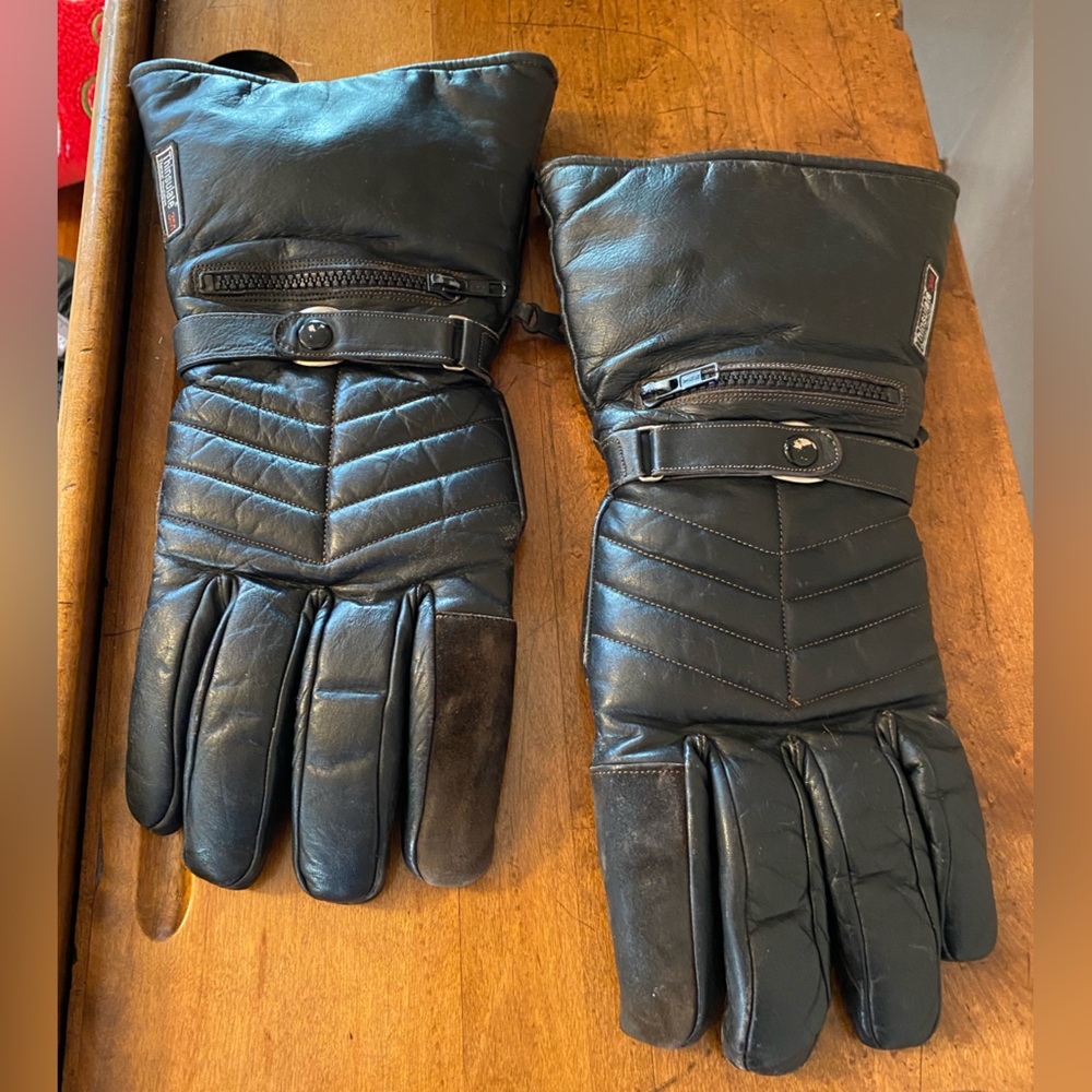 3M Thinsulate Men Leather Motorcycle Gloves Sz XL  W/Attached Rain Glove Cover